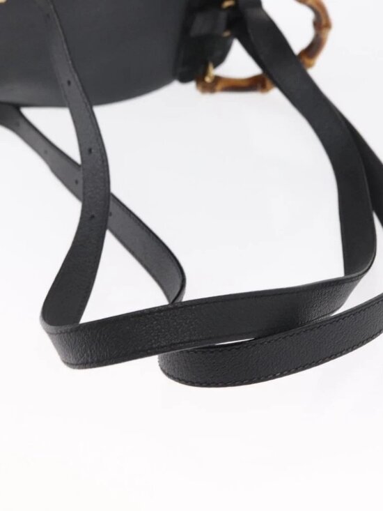 GUCCI Bamboo Backpack Suede Black Gold - Picture 11 of 16